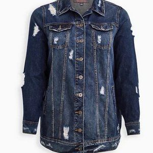 TORRID DENIM LONG LINE JACKET - DARK WASH